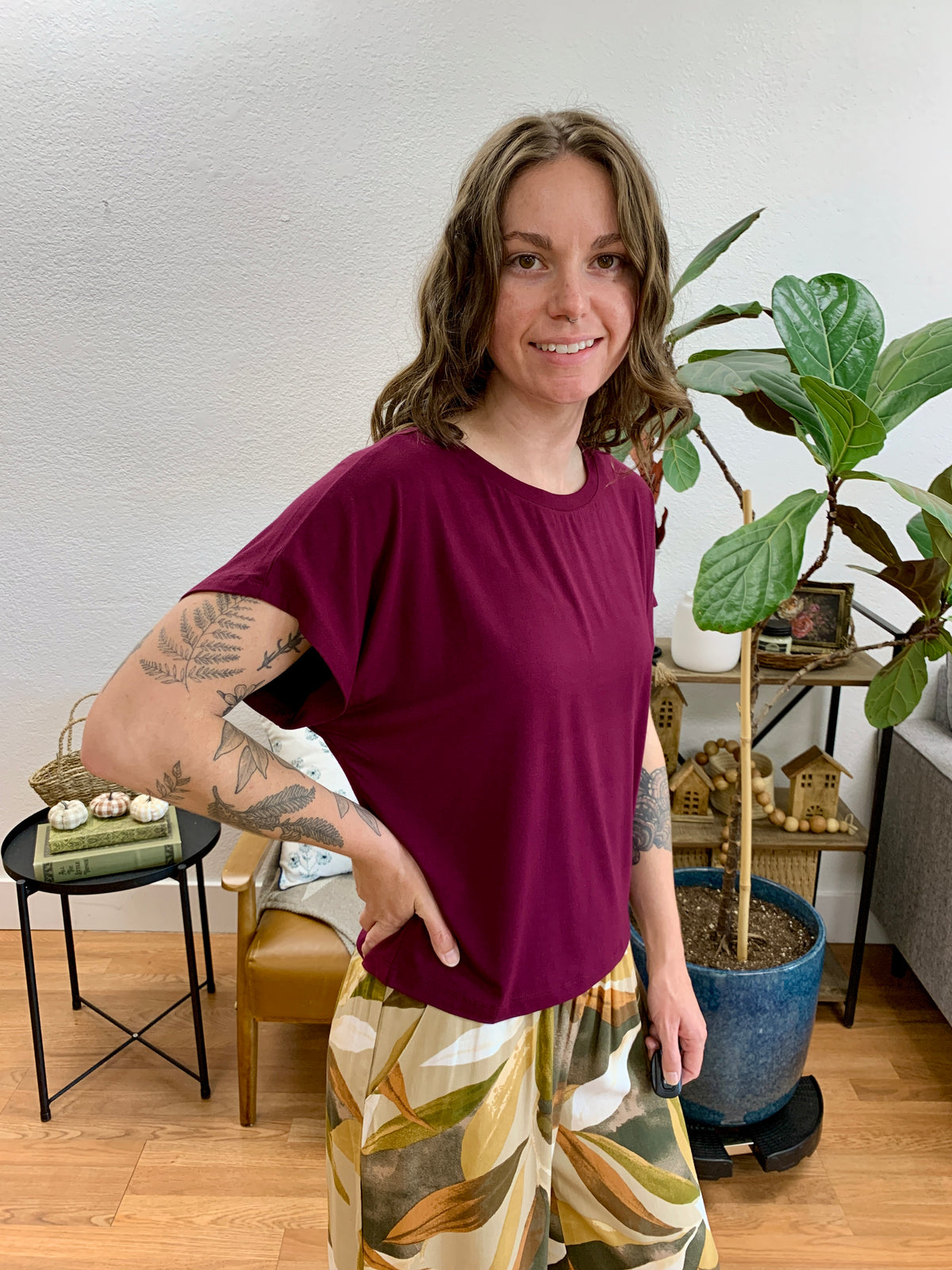 Wine Soft Dolman Tee