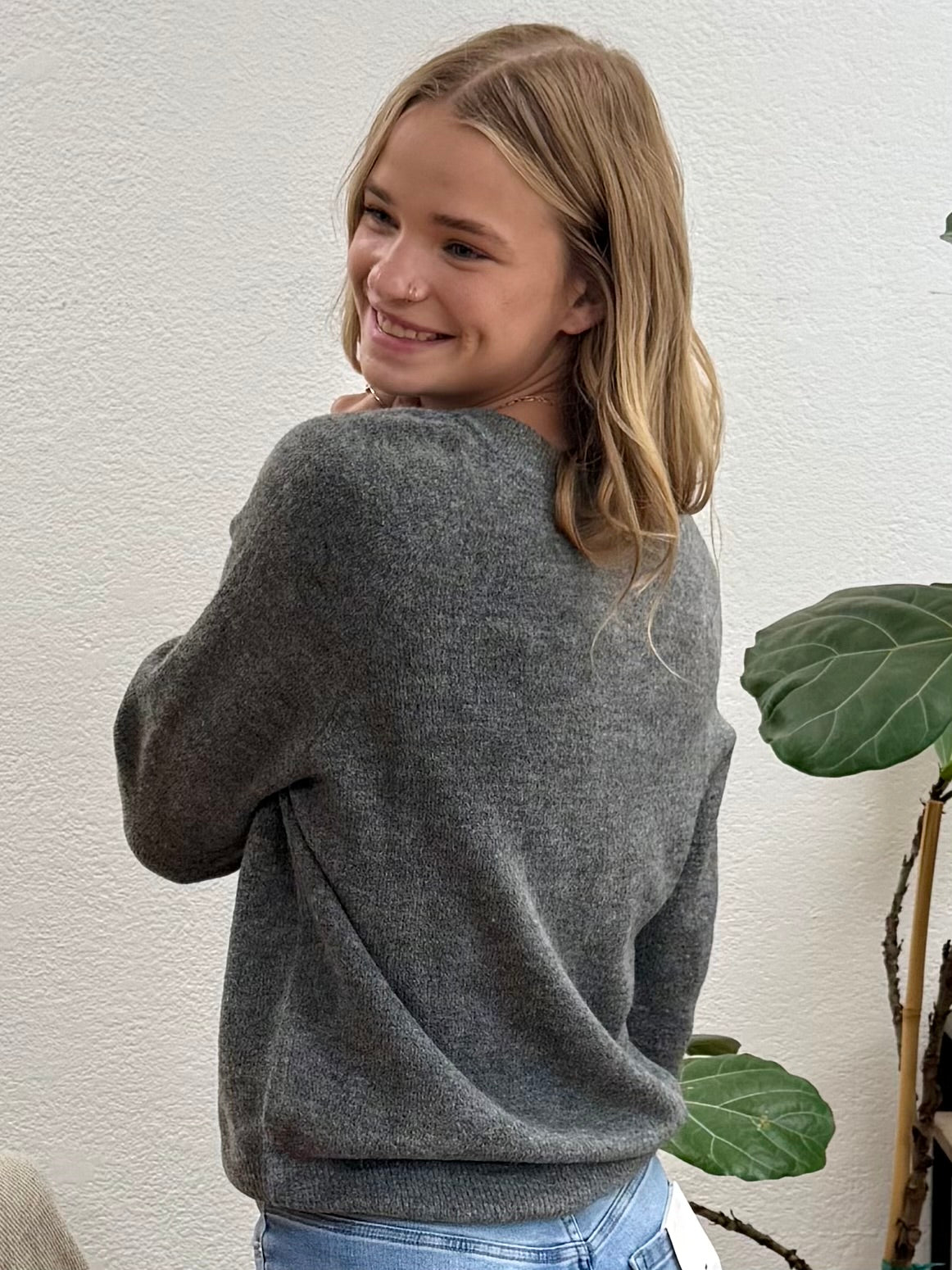 Charcoal Knit Pullover Sweater