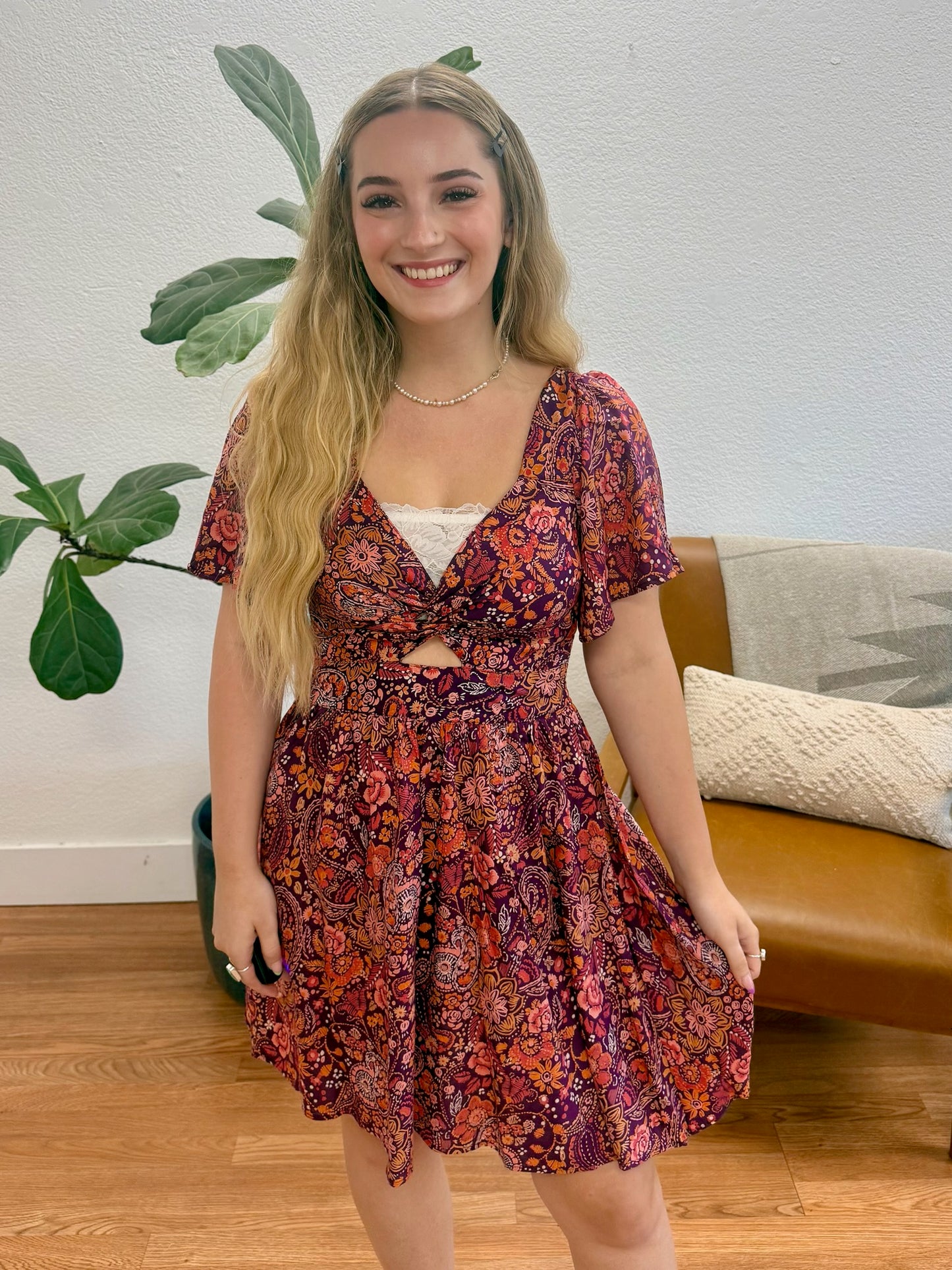 Berry Twist Cut Out Dress
