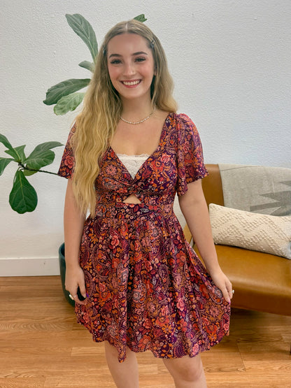 Berry Twist Cut Out Dress