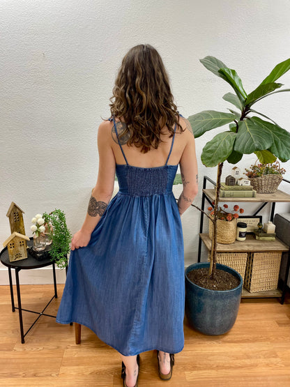 Blue Corset Midi Dress