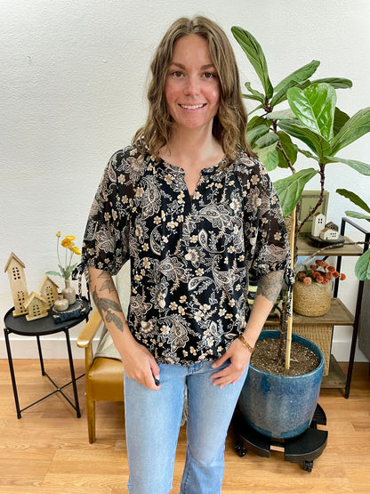 Black Floral Blouse
