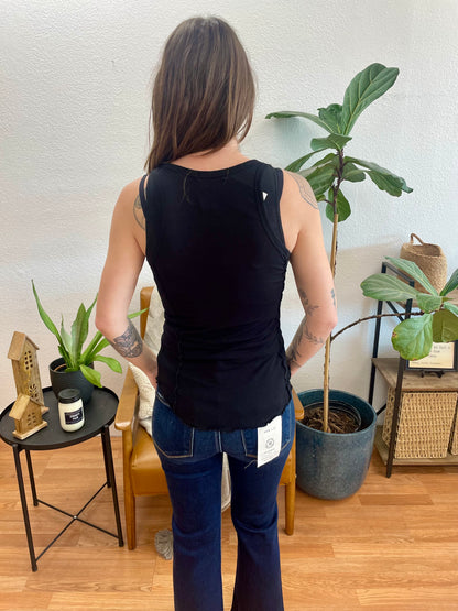 Black Mini Notch Merrow Stitch Tank - Terra Cottage