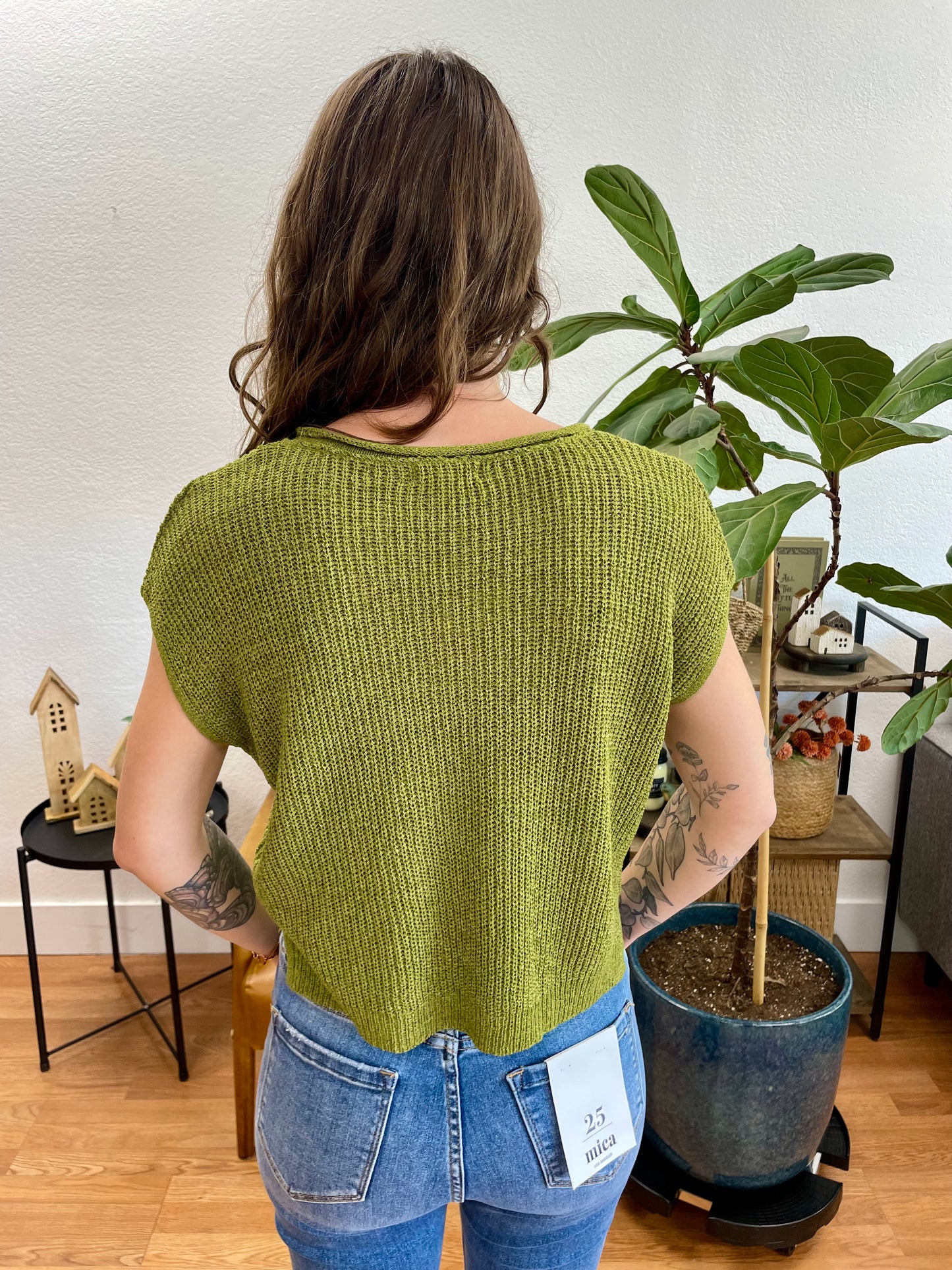 Kiwi Split Neck Knit Top