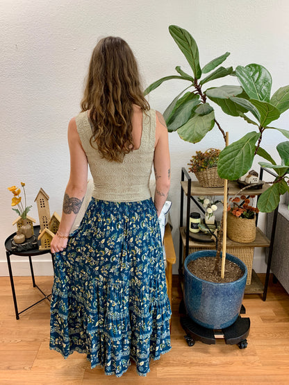 Teal Angled Hem Skirt