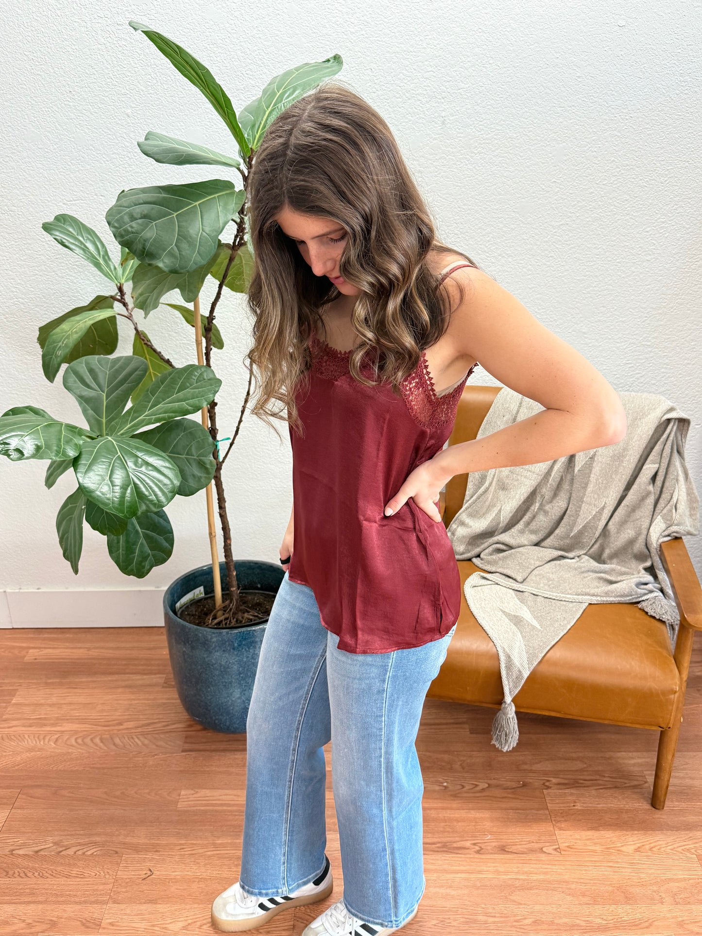 Wine Lace Cami Tank