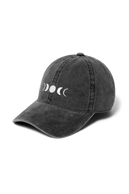 Black Celestial-Moon Embroidered Baseball Cap