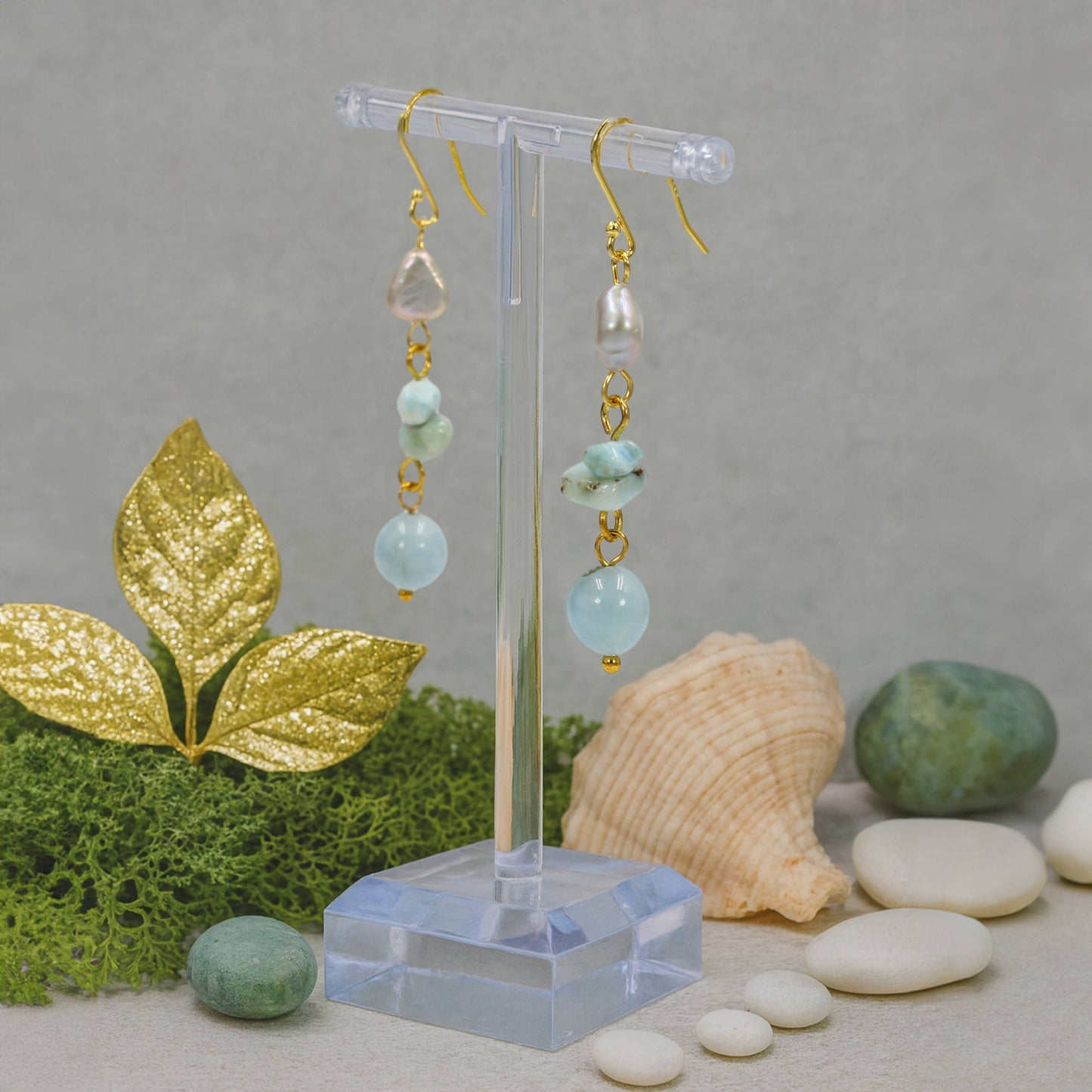 Caribbean Breeze Larimar & Aquamarine Earrings
