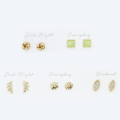 5 Pairs Multipack Stud Earrings Set with Gift Box