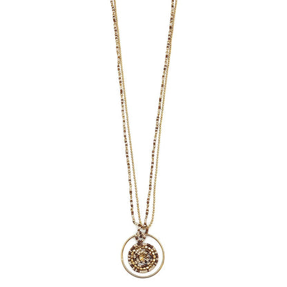 Sachi Coffee & Cream Collection Necklace - Disc in Gold Ring