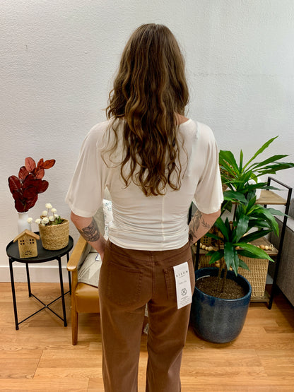 Ivory Shirred Side Top