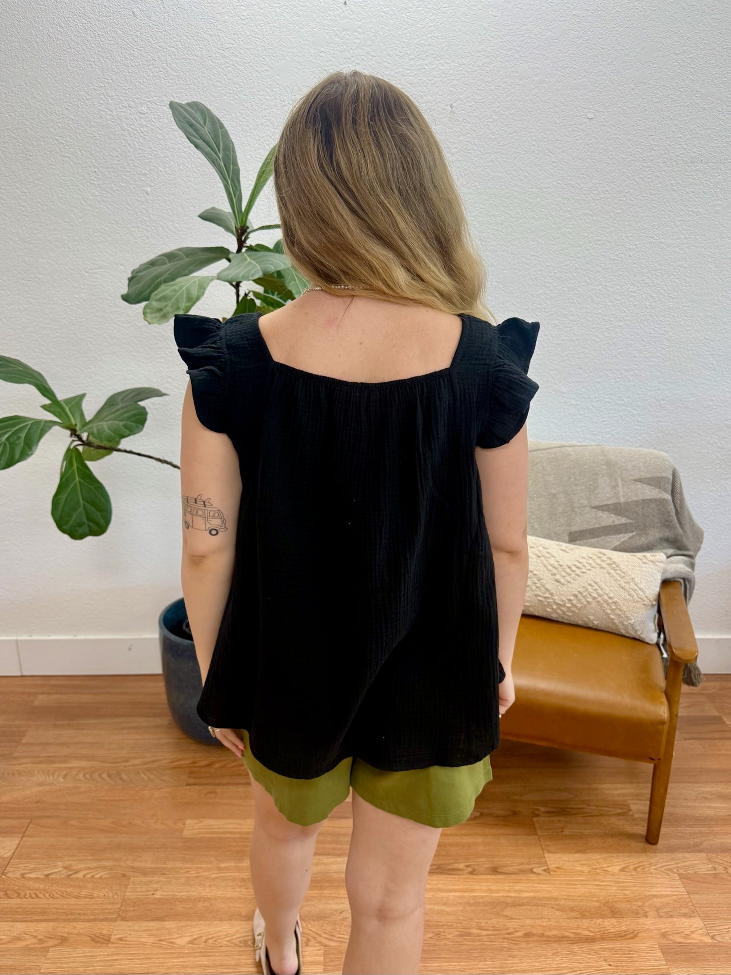 Black Square Neck Tunic Tank