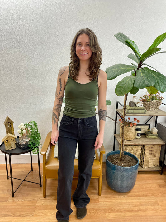 Mica Ink Black Wide Leg Jeans