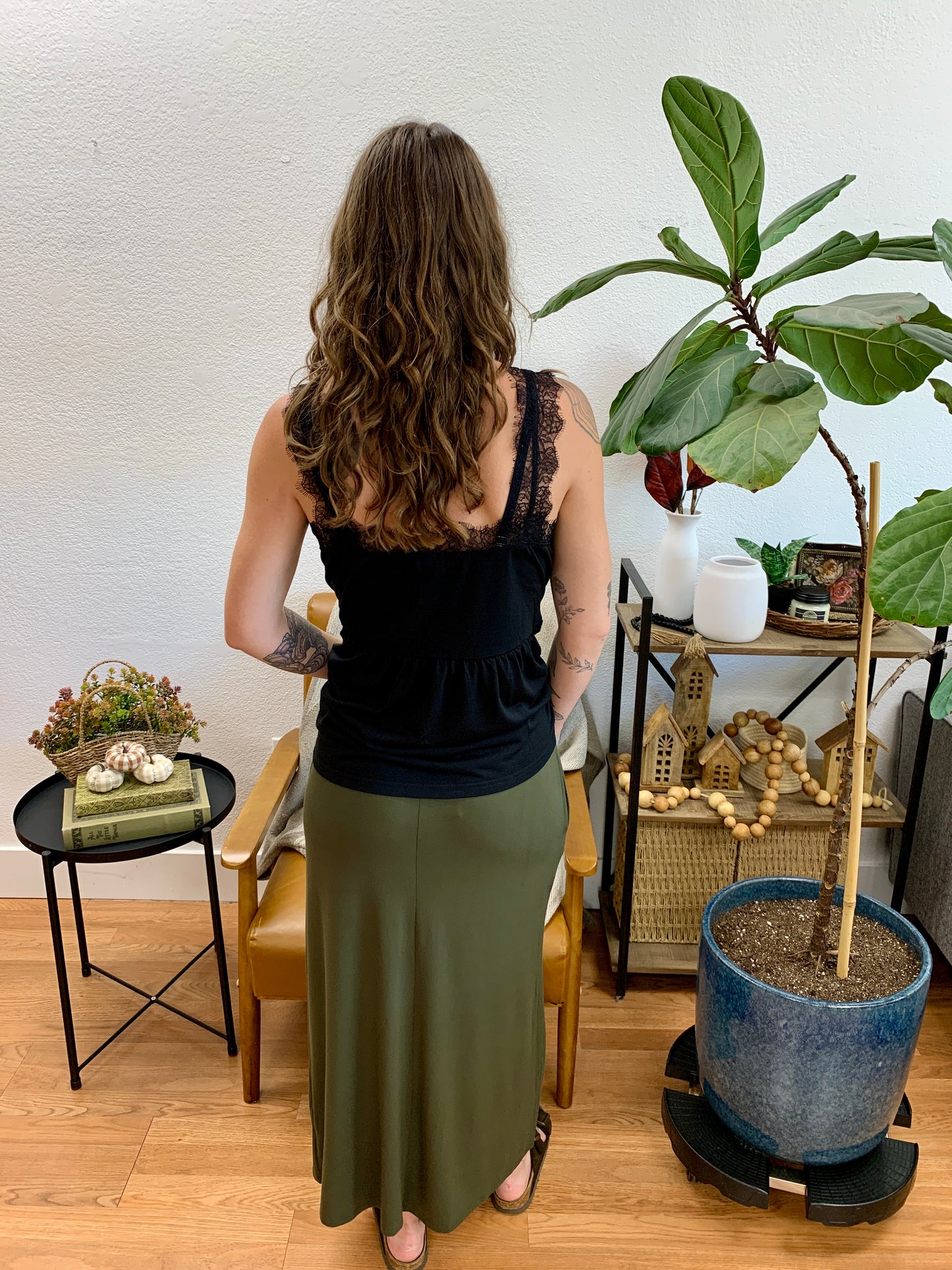 Olive Smocked Skirt