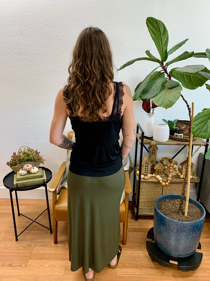 Olive Smocked Skirt