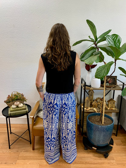 Blue Printed Palazzo Pants