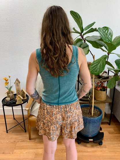 Sage Mineral Wash Button Front Tank