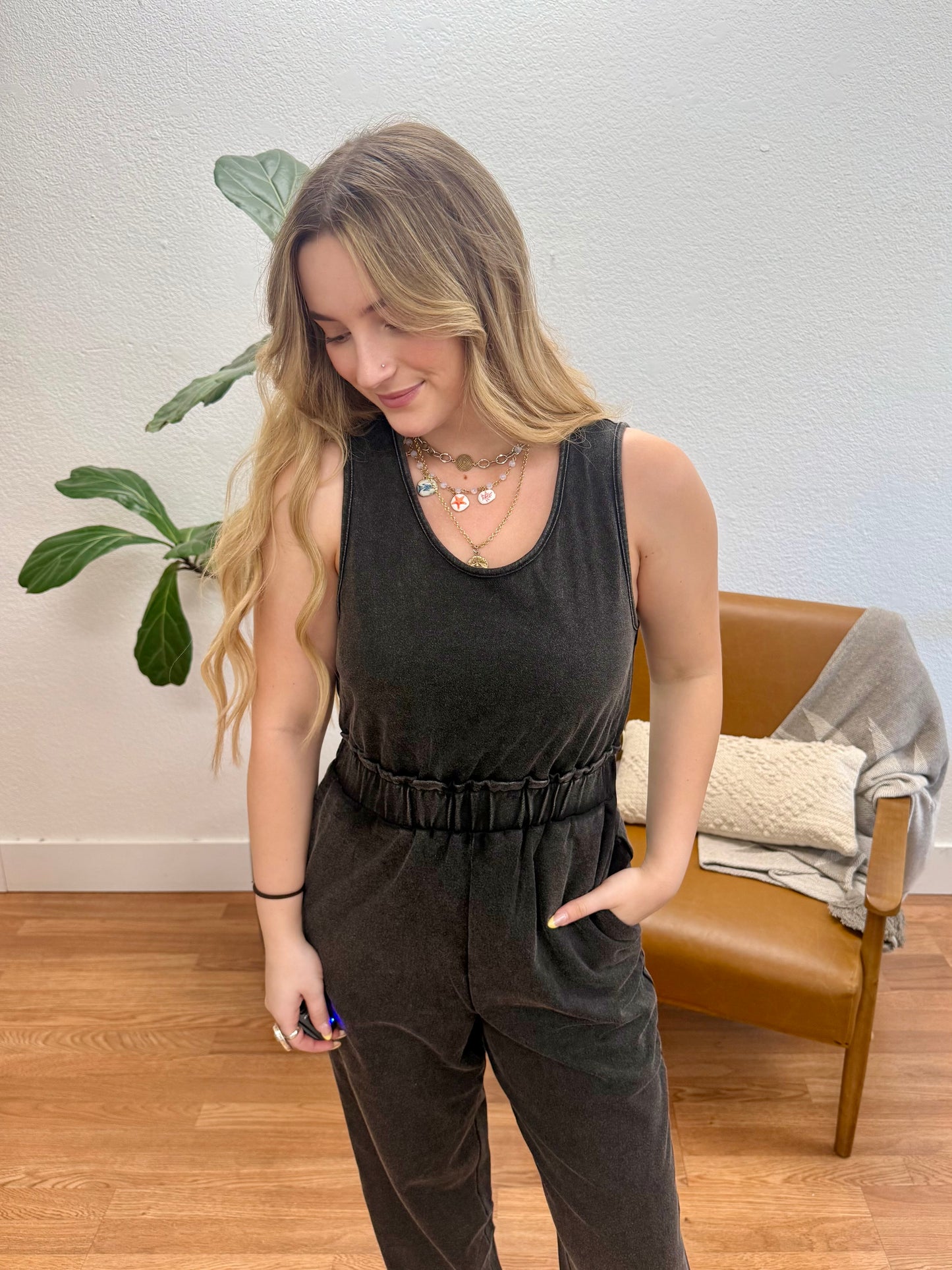 Black Washed Jumpsuit