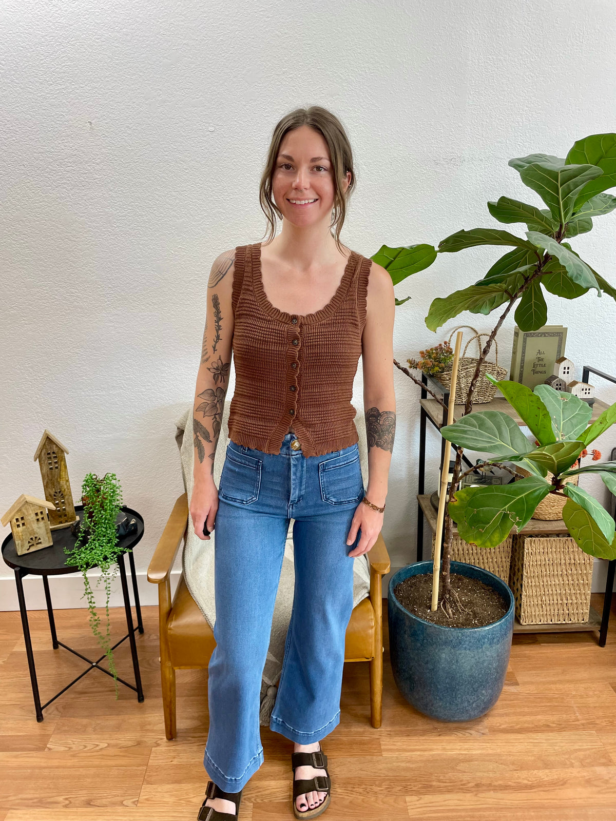 Mica Bleu De France Wide Leg Crop Jeans
