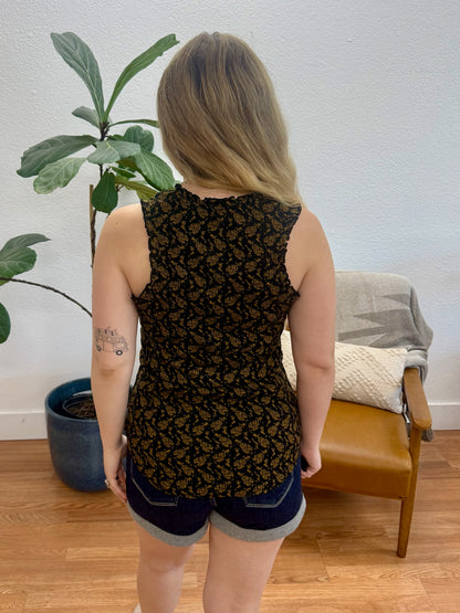 Black Rib Frilled Tank