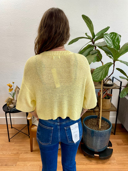 Butter Yellow Boxy Button Up Cardigan