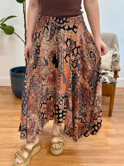 Black Scarf Hem Maxi Skirt