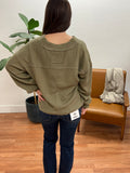 Olive Relaxed Soft Knit V Neck Top