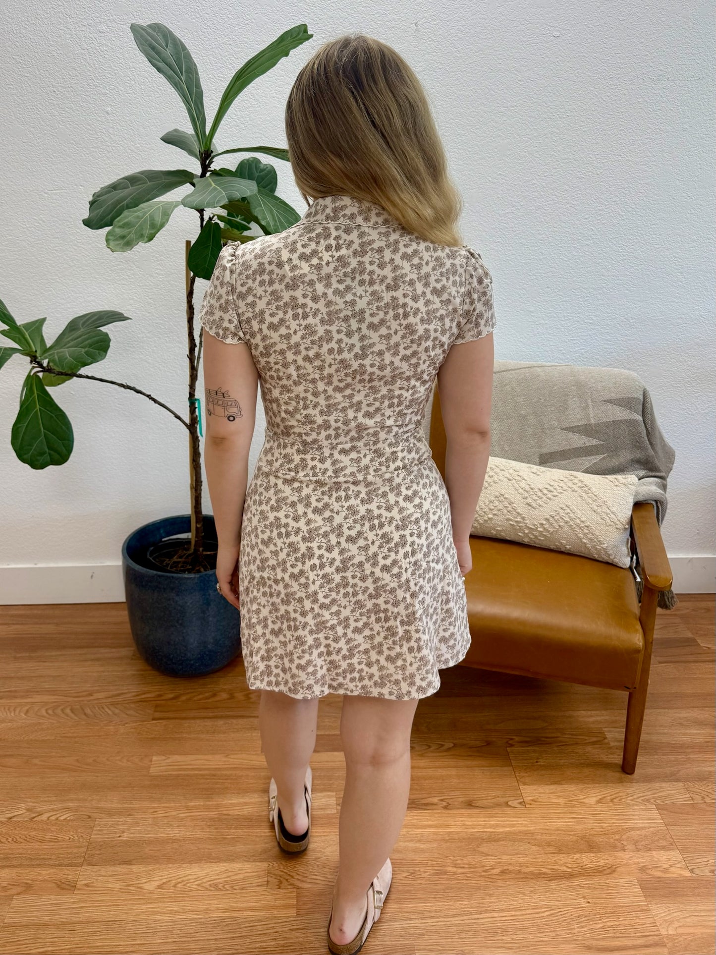 Cream Floral Mini Dress