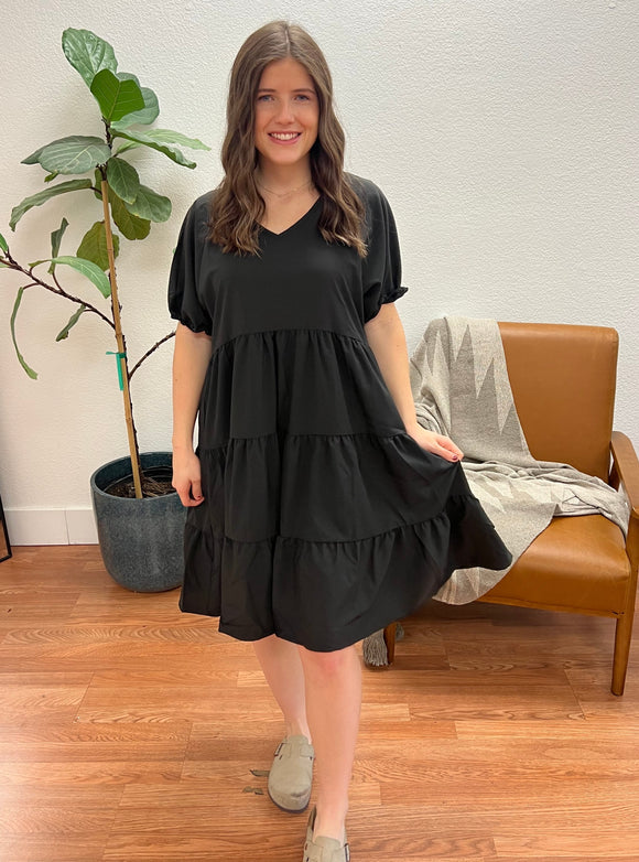 Black Tiered Babydoll Dress
