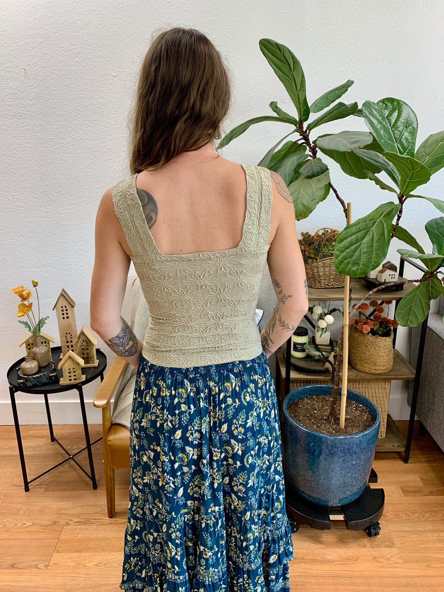 Two Toned Oatmeal Jacquard Tank