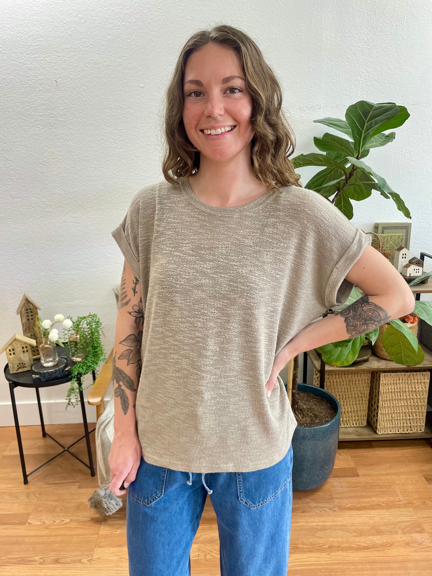 Mocha Hacci Slub Tee