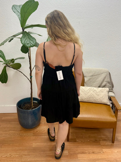 Black Ruching Cami Dress