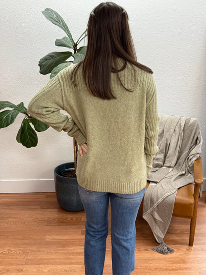 Heather Olive Mock Neck Sweater