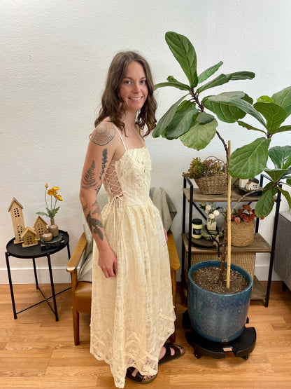 Cream Crochet Midi Dress