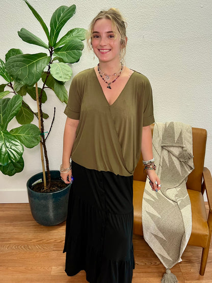 Dusty Olive Draped Front Top