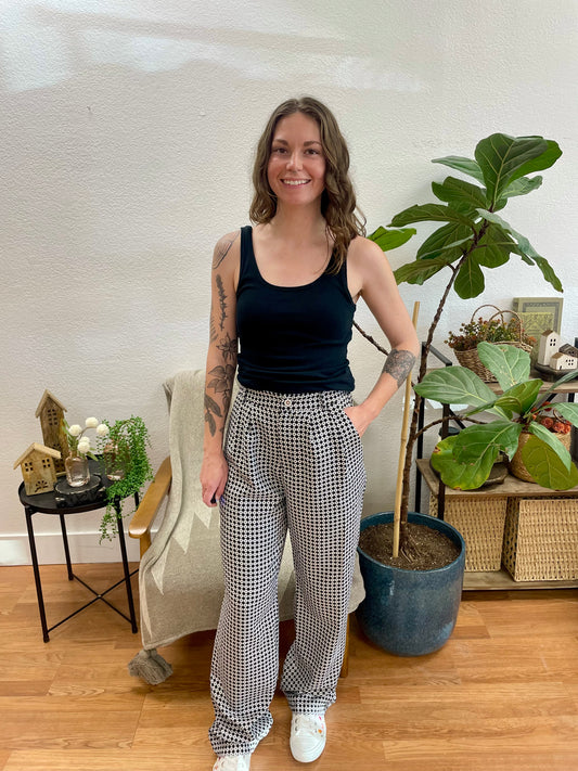 Black Patterned Trousers