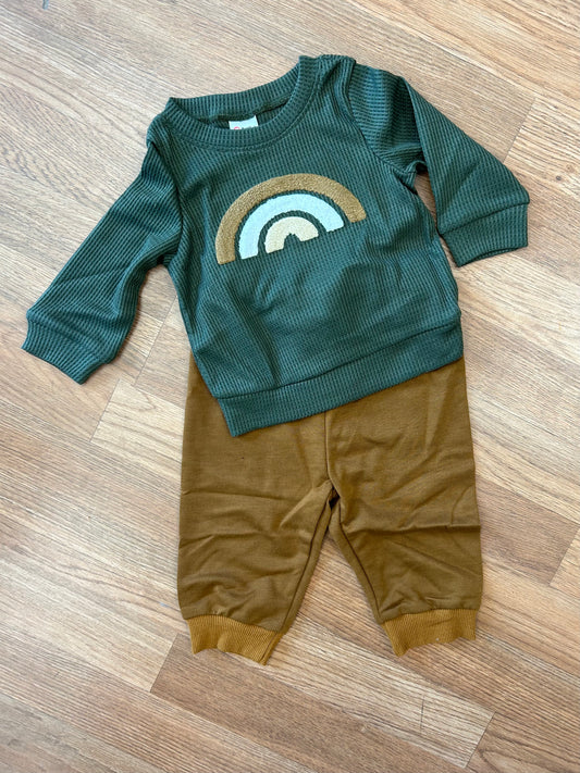 Green Rainbow Baby Sweater Set