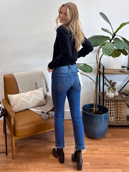 RISEN High Rise Crop Straight Jeans
