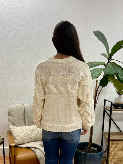 Ivory Cable Pullover Sweater