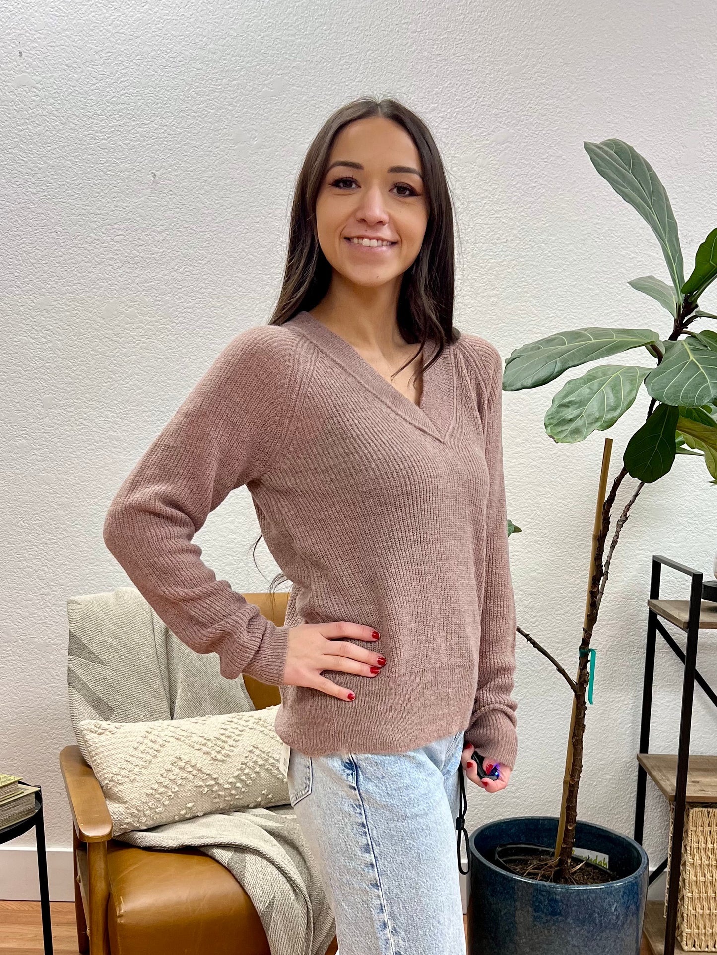 Mocha Varsity Sweater