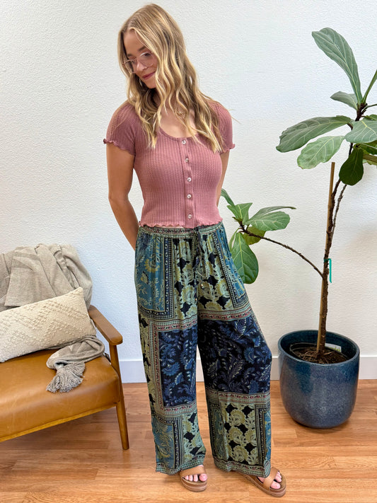 Black/Olive Wide Leg Pants
