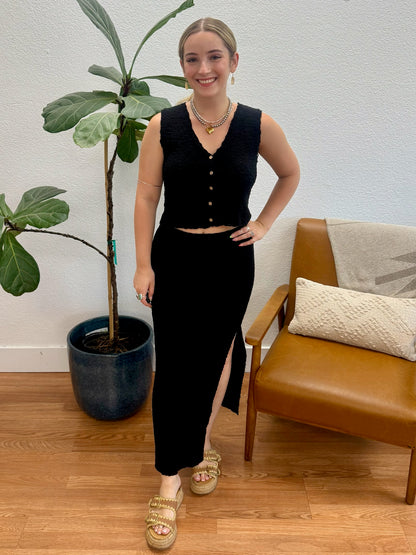 Black Knit Midi Skirt