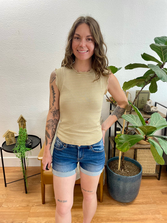 RISEN Dark Wash Low Rise Shorts