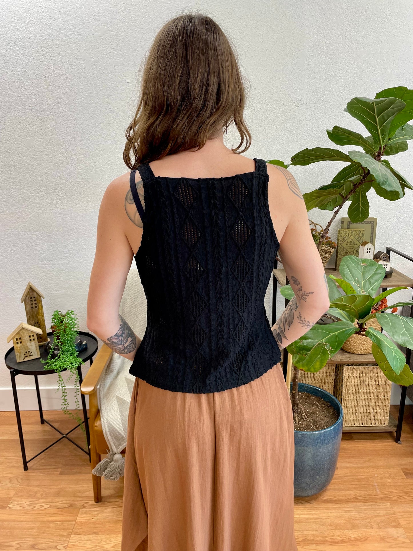 Black Textured Vest Top