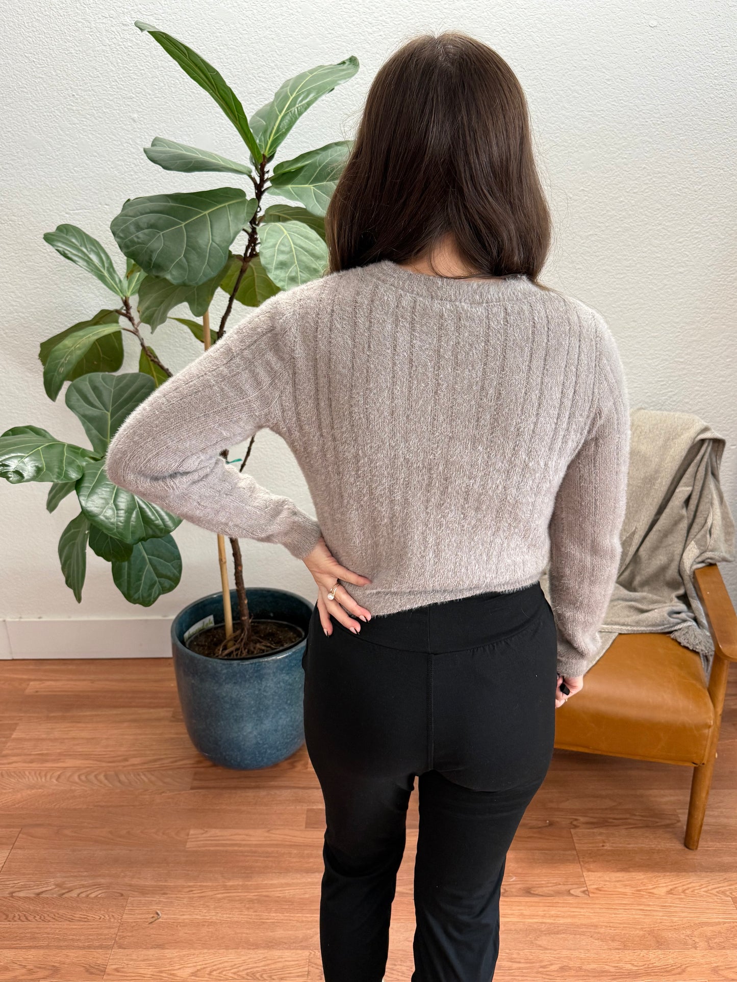 Taupe Crew Neck Sweater