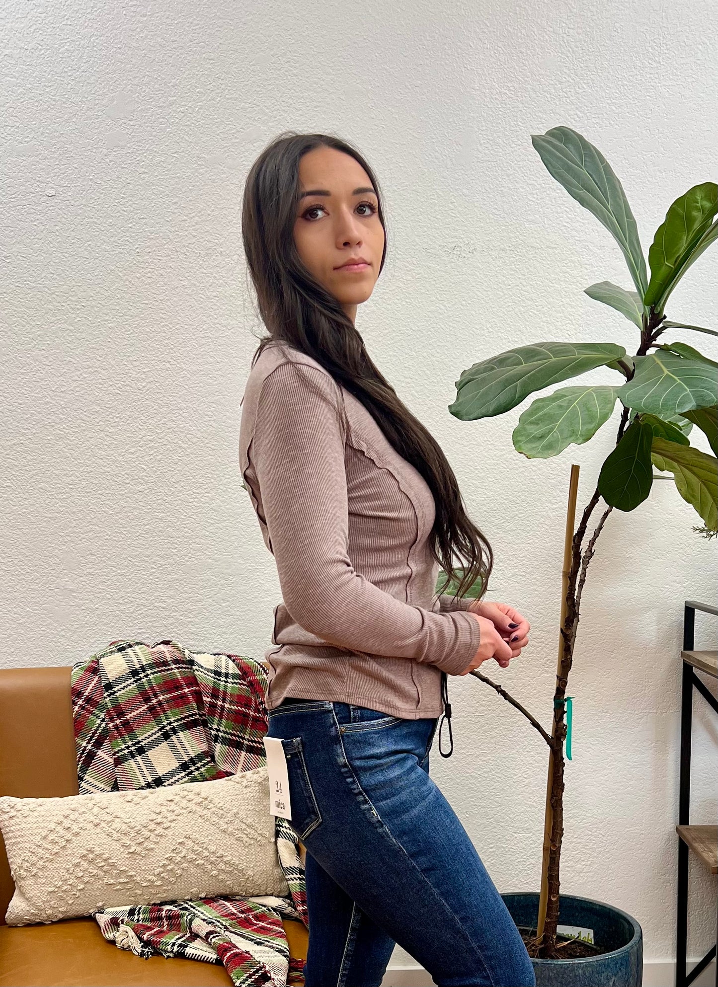 Mocha Seam Detail Top