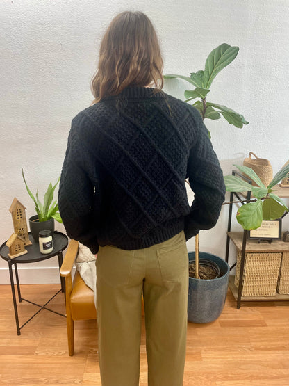 Black Zip Up Knit Jacket