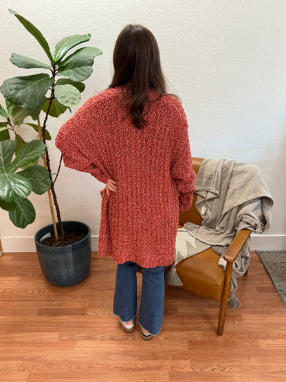 Rust Popcorn Cardigan