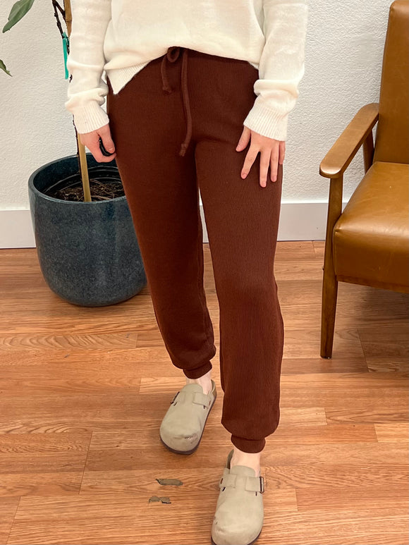 Cocoa Ribbed Brushed Joggers