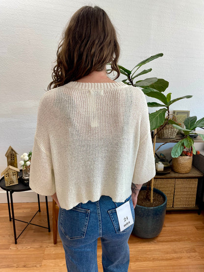 Ivory Short Sleeve Cardigan